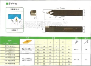 皇冠信誉/72.5度螺钉式数控外圆车刀杆/尖头刀SVVCN2020K16 20方