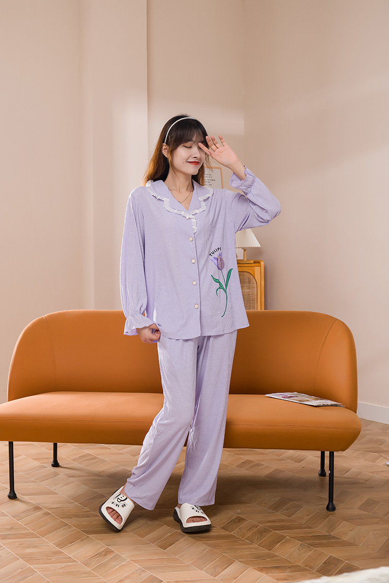 诗曼芬纯棉女款睡衣春秋冬季开衫2025新款女士长袖家居服S1912946