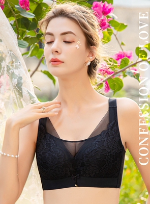 诗曼芬软钢圈超薄罩杯抹胸大胸内衣调整型聚拢蕾丝C杯文胸1295