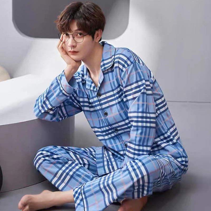 诗曼芬专柜正品睡衣男士春秋款长袖长裤家居服开衫套装S1912970