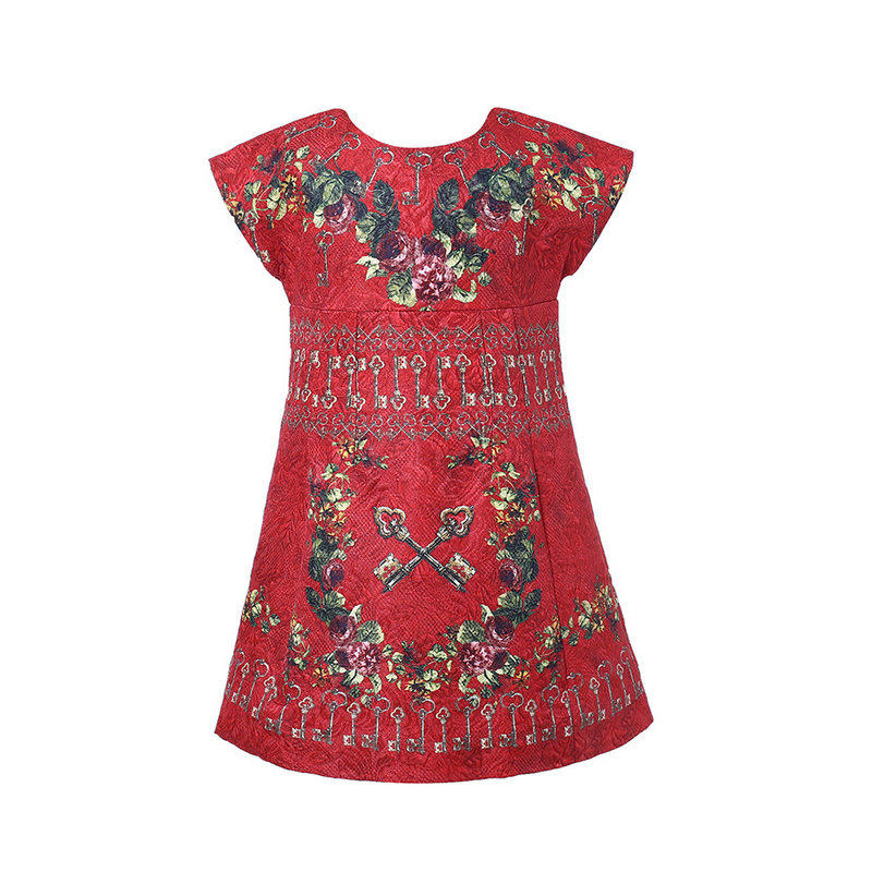 钥匙夹棉童装秋冬装新款红色女童连衣裙马甲背心裙宝宝裙子公主裙