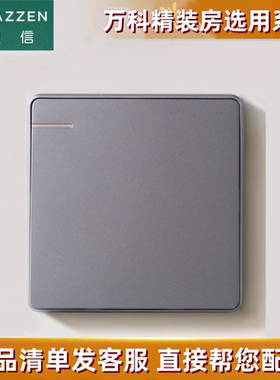 LAZZEN良信开关插座 一开单控单开单极翘板面板带荧光 雅仕星空灰