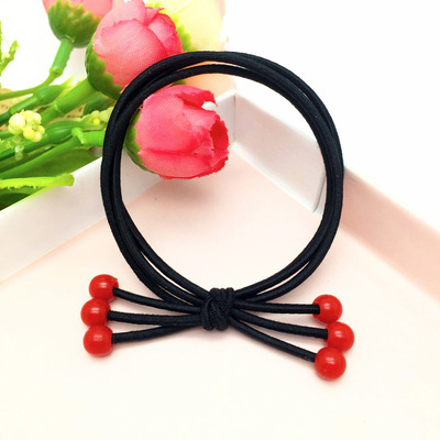 韩版红珠发圈发饰小樱桃