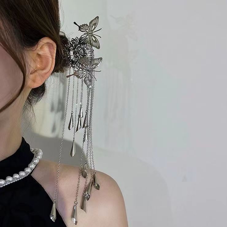 新中式蝴蝶发簪女金属发