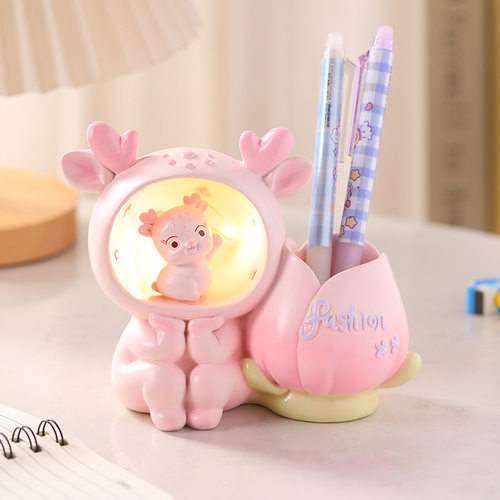 小猪可爱ins风收纳笔筒小夜灯桌面装饰摆件儿童学生创意节日礼物