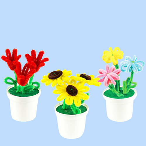 创意手工扭扭棒毛根花盆
