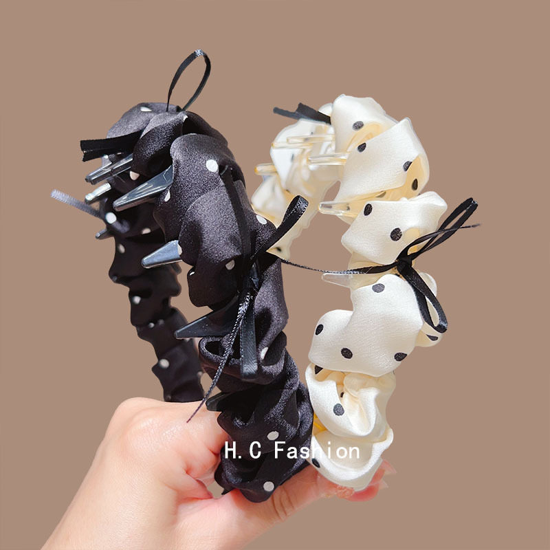 立体褶皱波点蝴蝶结齿梳