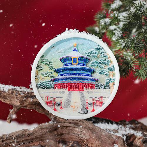 天坛四季旅游纪念品AR亚克力流沙咖啡杯垫装饰品送人文创景区