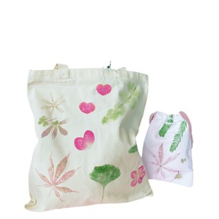 植物敲拓染材料包手工diy工具套装帆布包方巾印染锤拓印布袋白布