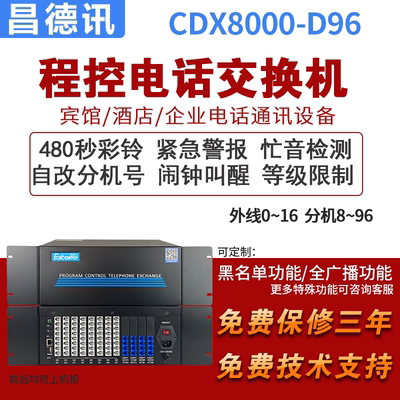 CDX8000昌德讯D96机架式程控电话交换机4进56 出电脑网络设置酒店