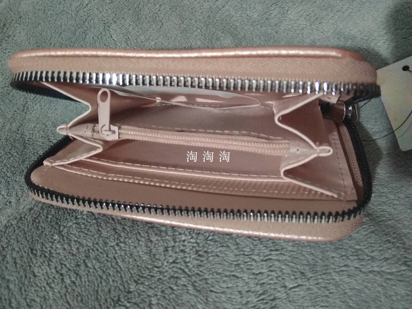 粉色拉链双层短款时尚钱包