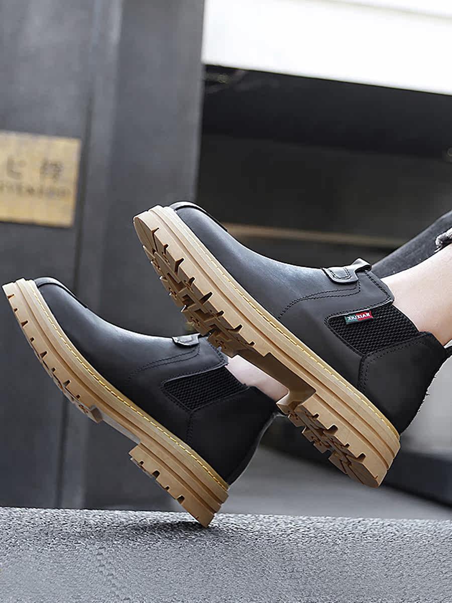 BRITISH STYLE CHELSEA MARTIN BOOTS MENS TREND MID-TOP 2024 AUTUMN BREATHABLE CASUAL BIG-HEADED CARGO SHOES MEN