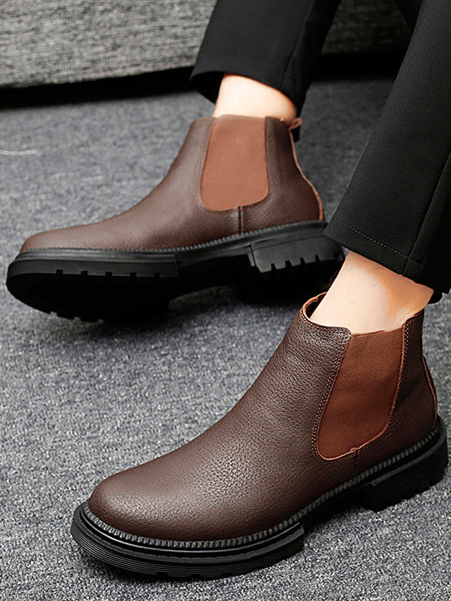 TOP LAYER COWHIDE CHELSEA BOOTSMENS MARTIN BOOTSBRITISH HIGH-TOP LEATHER SHOES MID-TOP VERSATILE CARGO BOOTS BOOTS