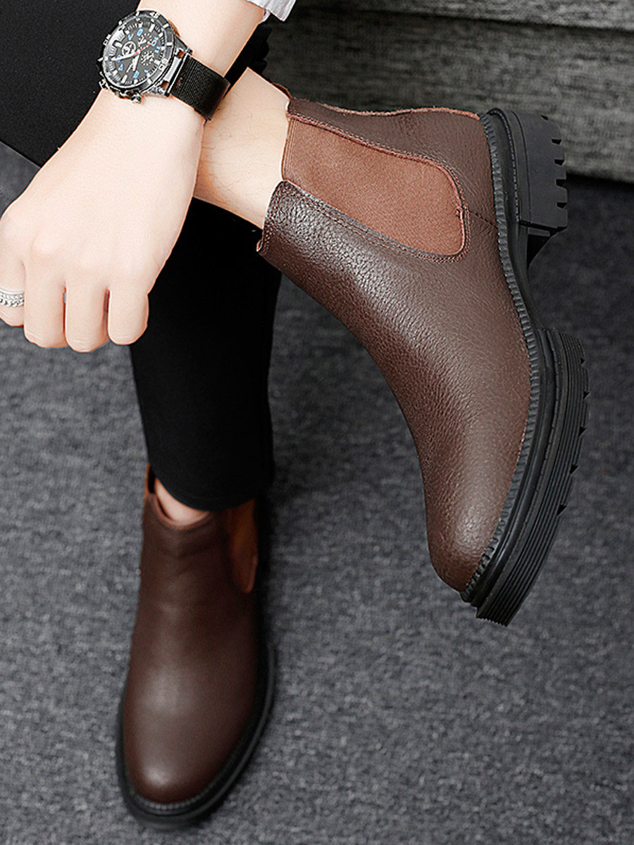 TOP LAYER COWHIDE CHELSEA BOOTSMENS MARTIN BOOTSBRITISH HIGH-TOP LEATHER SHOES MID-TOP VERSATILE CARGO BOOTS BOOTS