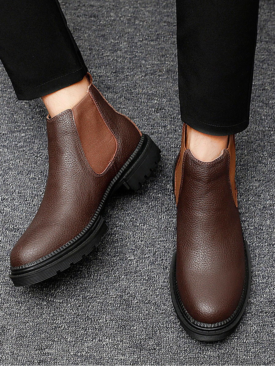 TOP LAYER COWHIDE CHELSEA BOOTSMENS MARTIN BOOTSBRITISH HIGH-TOP LEATHER SHOES MID-TOP VERSATILE CARGO BOOTS BOOTS