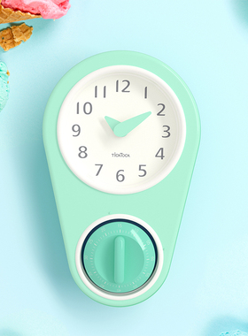 免打孔北欧静音厨房客厅定时闹钟创意钟表挂冰箱挂钟专用钟小挂钟