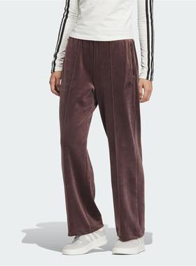 ADIDAS阿迪达斯女子2024冬款天鹅绒运动休闲长裤百搭直筒裤JX6844