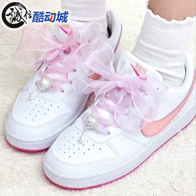 Nike耐克大童女鞋COURT粉色简约百搭低帮运动休闲板鞋 DV5456-111