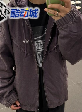 阿迪达斯三叶草男女装保暖运动宽松连帽棉服KC2642 KC2641 KC2640