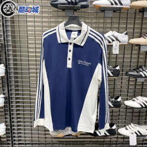 阿迪达斯三叶草男装2026秋撞色条纹宽松针织短袖POLO衫上衣KW5687