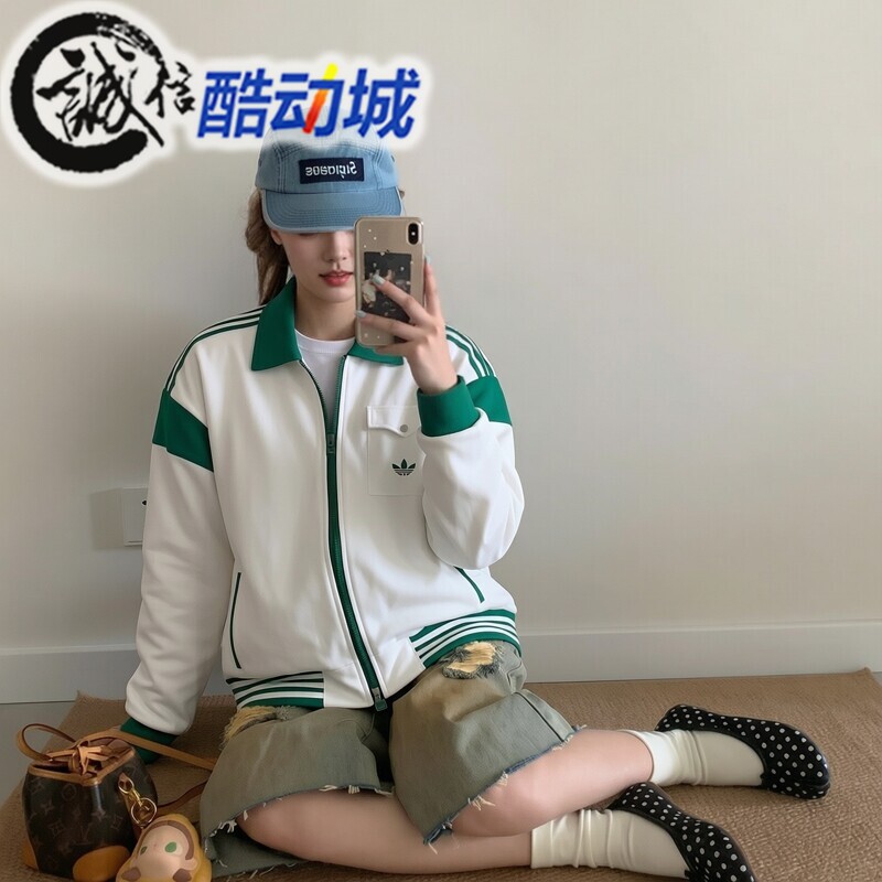 阿迪达斯王欣瑜同款2026新款撞色拼接休闲宽松运动夹克外套KW5665