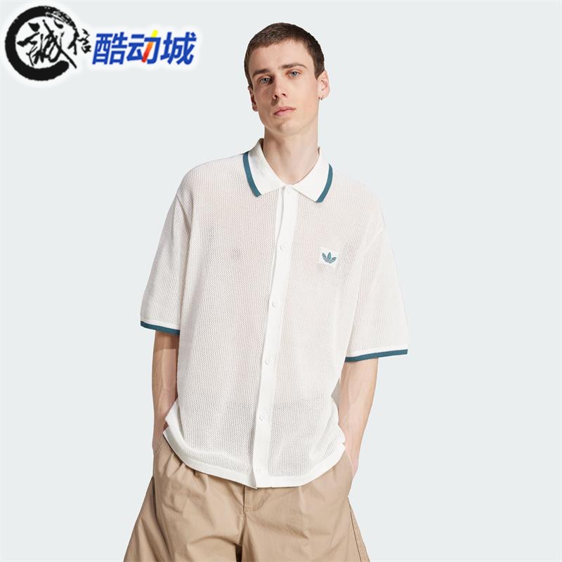 阿迪达斯三叶草男子短袖翻领衬衫