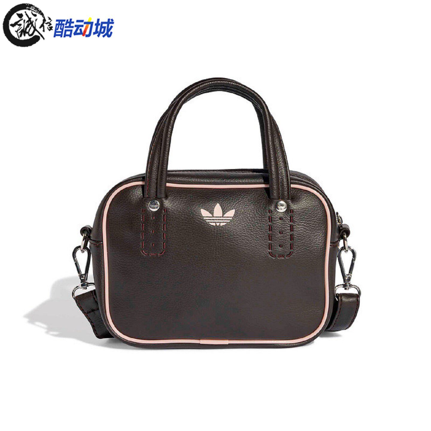 阿迪达斯三叶草女子冬新款经典实用多口袋格纹运动单肩拎包KD7844