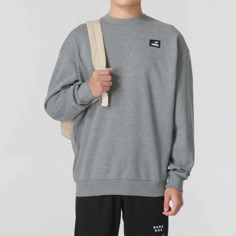 PUMA彪马男装2024秋季新款圆领舒适休闲运动卫衣套头衫 628144-53
