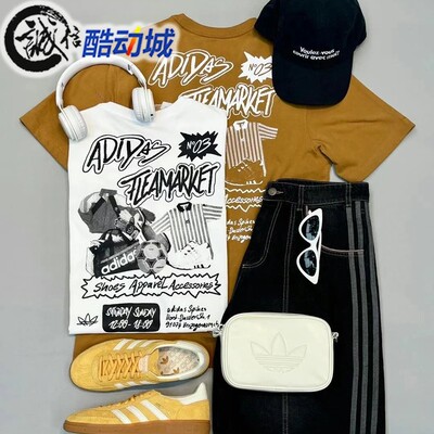 阿迪达斯三叶草男子2025夏新款时尚百搭纯棉透气T恤KD1855 KD1856