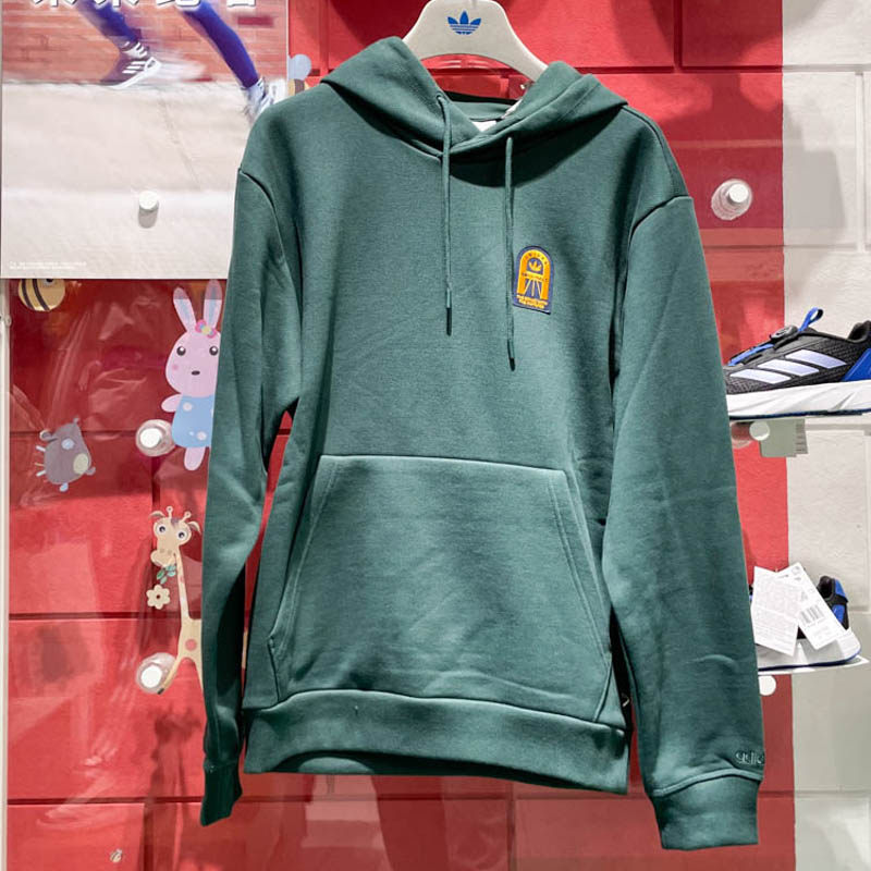 ADIDAS阿迪达斯三叶草男2024冬纯棉运动连帽休闲卫衣套头衫JD3245