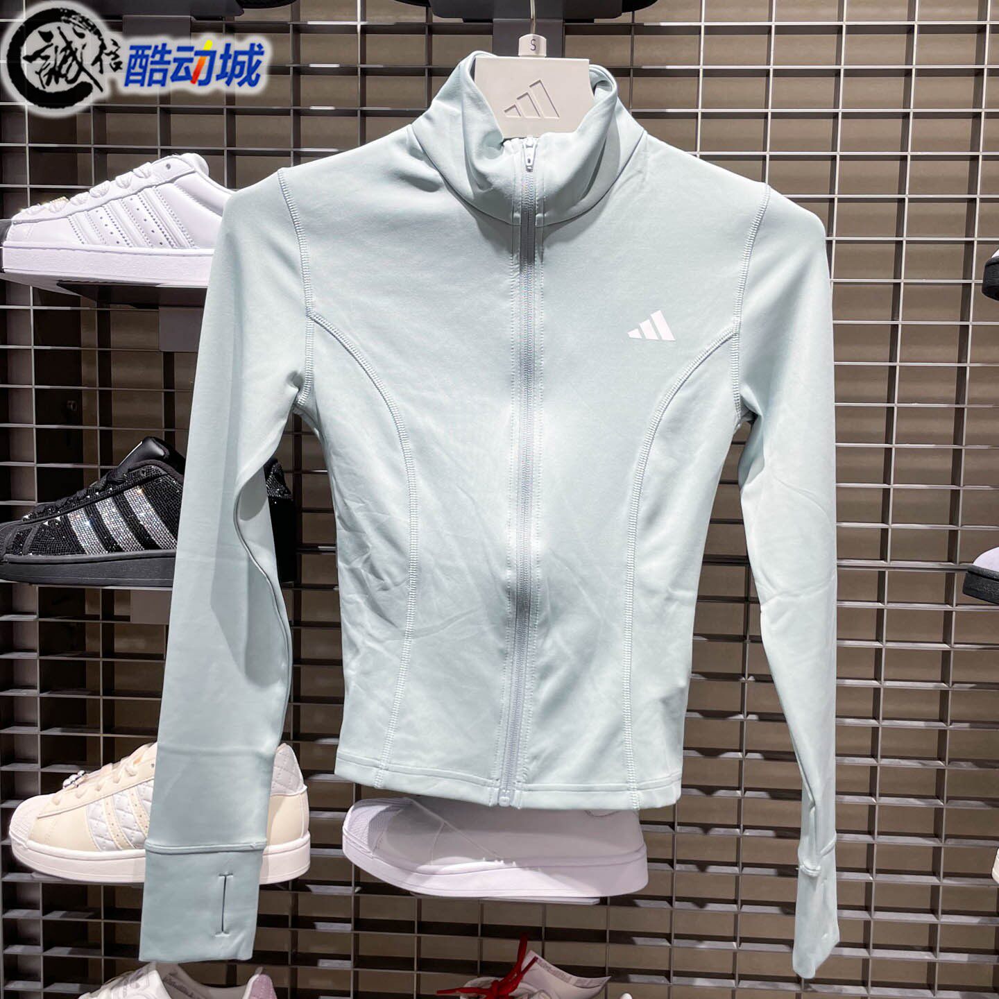 Adidas阿迪达斯女子2026春半高领运动健身速干紧身夹克外套KD9184