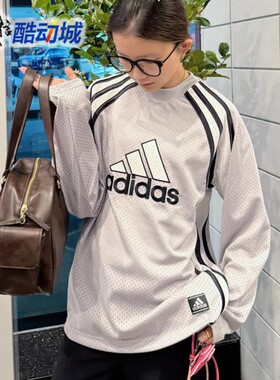 阿迪达斯三叶草男女款网眼透气宽松运动休闲长袖T恤JD5375 JD5376
