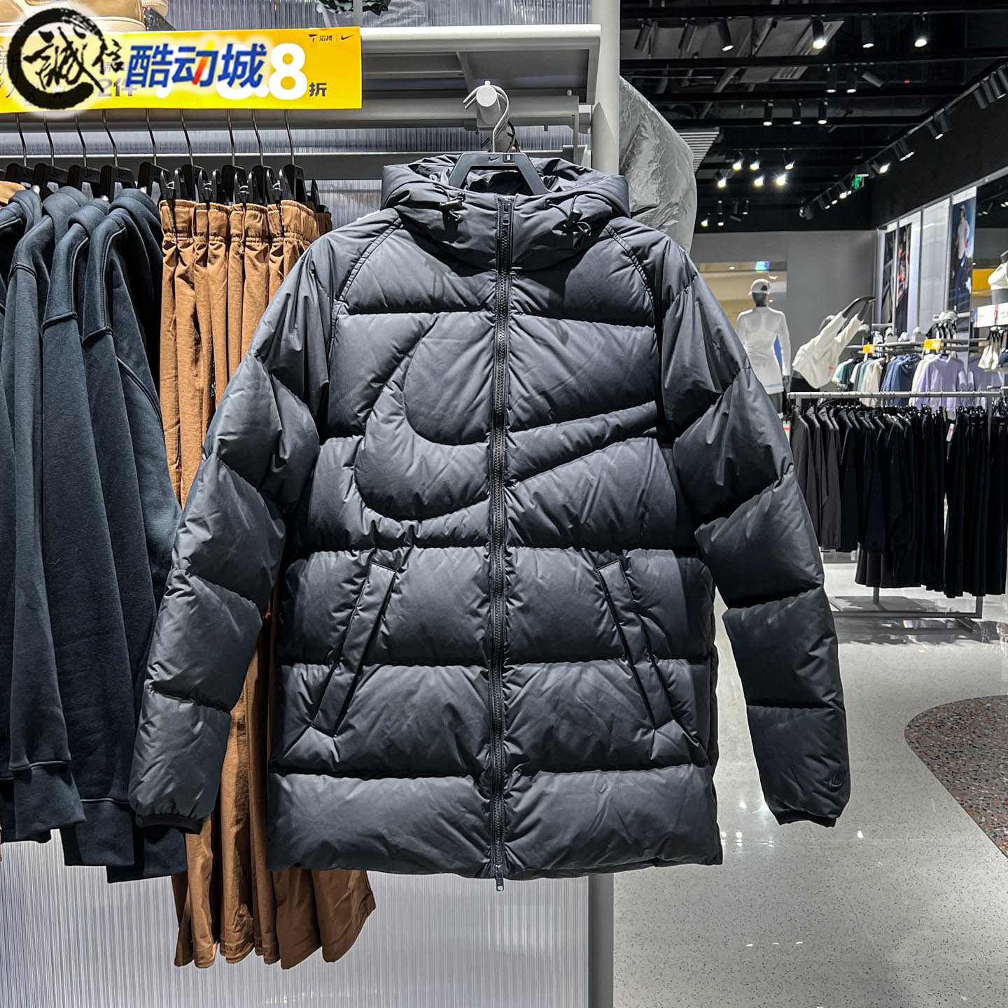Nike耐克男子冬新款Therma中长款拒水宽松羽绒外套IH2378-010-222