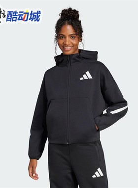 阿迪达斯女装真至于系列柔软舒适透气连帽夹克外套 JC5392 JC5393