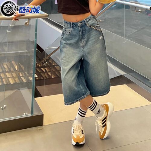 阿迪达斯三叶草女子牛仔运动裤