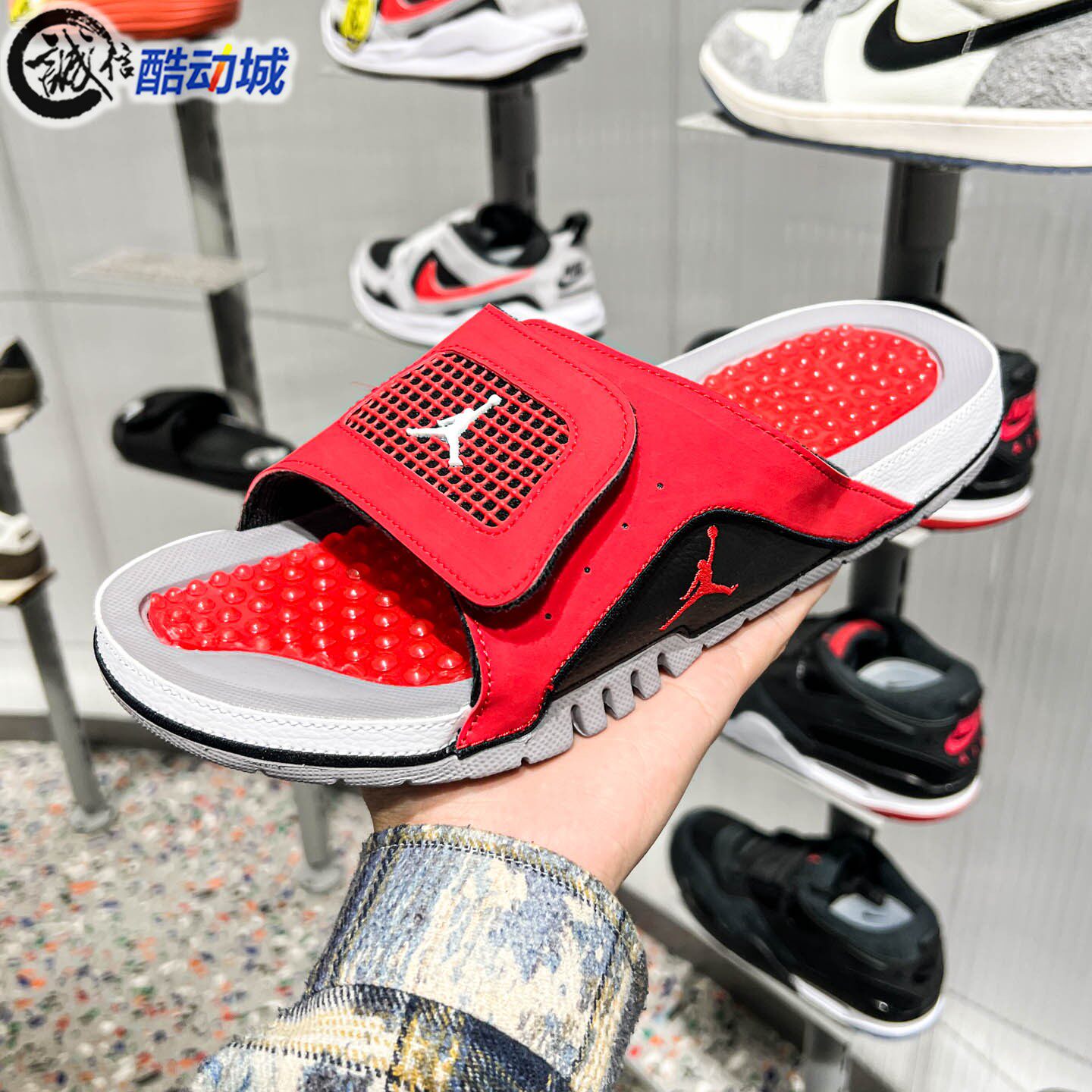 Nike耐克男鞋2026新款Jordan运动休闲一字拖魔术贴拖鞋532225-600