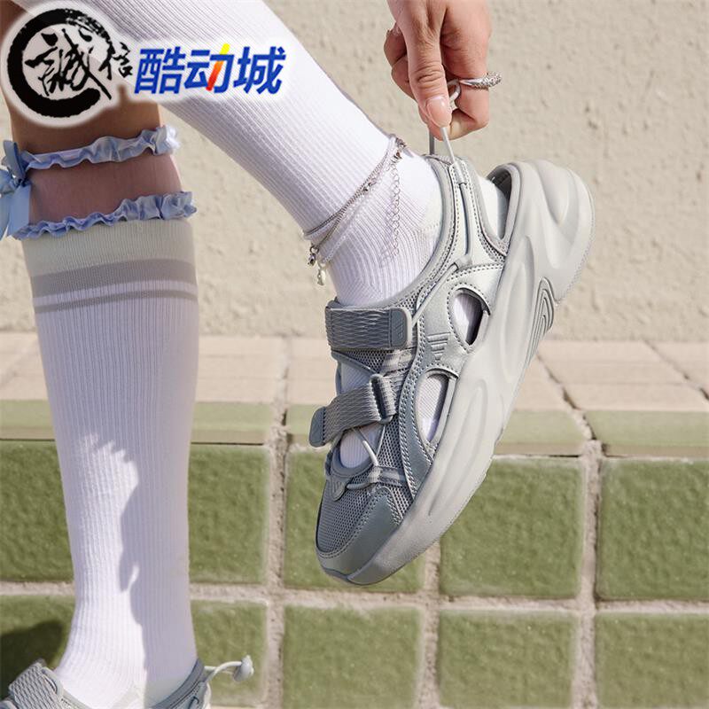 阿迪达斯女鞋复古千禧银魔术贴厚底轻便百搭波波玛丽珍凉鞋JS4580