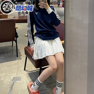 JM8011 阿迪达斯三叶草女子2025春季 条纹翻领polo衫 经典 8012 新款