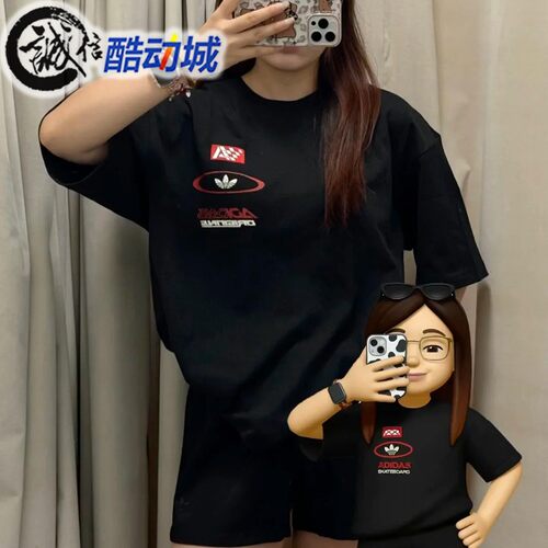 阿迪达斯三叶草男子赛车风运动宽松透气圆领短袖T恤KH1197 KH1198