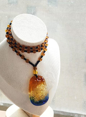 精美新中式七彩双龙戏珠吊坠锁骨链复古风原创设计项链百搭款时尚