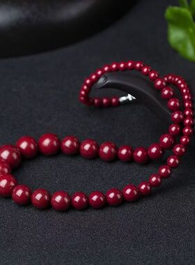 国潮朱砂圆珠塔链古朴厚重华贵典雅沉稳庄重百搭复古女士项链传统