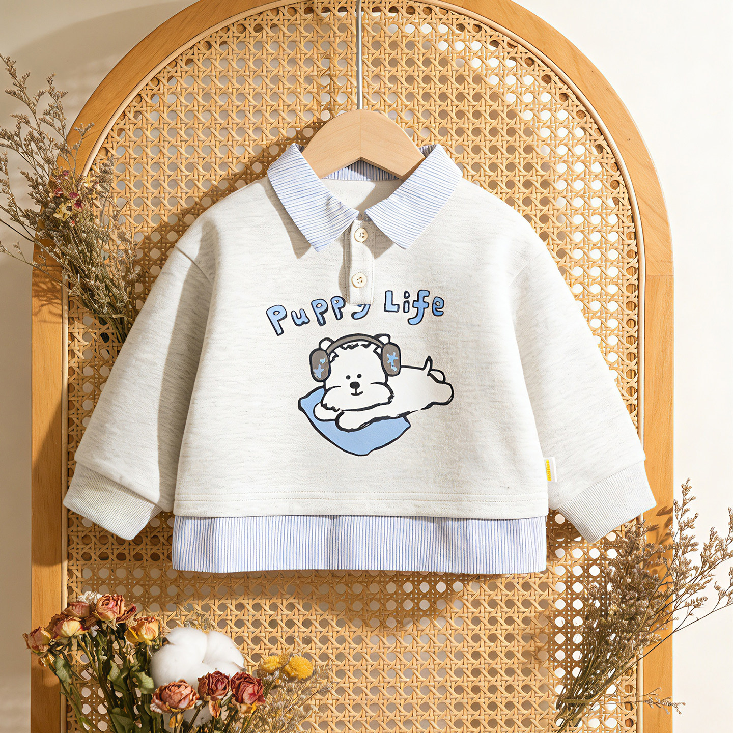 ins风格春季儿童长袖2026新款小童套头上衣韩式风男童卫衣