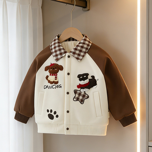 溯格2026新款帅气男童棉服拜年服小童假两件过年衣服外套80-120码