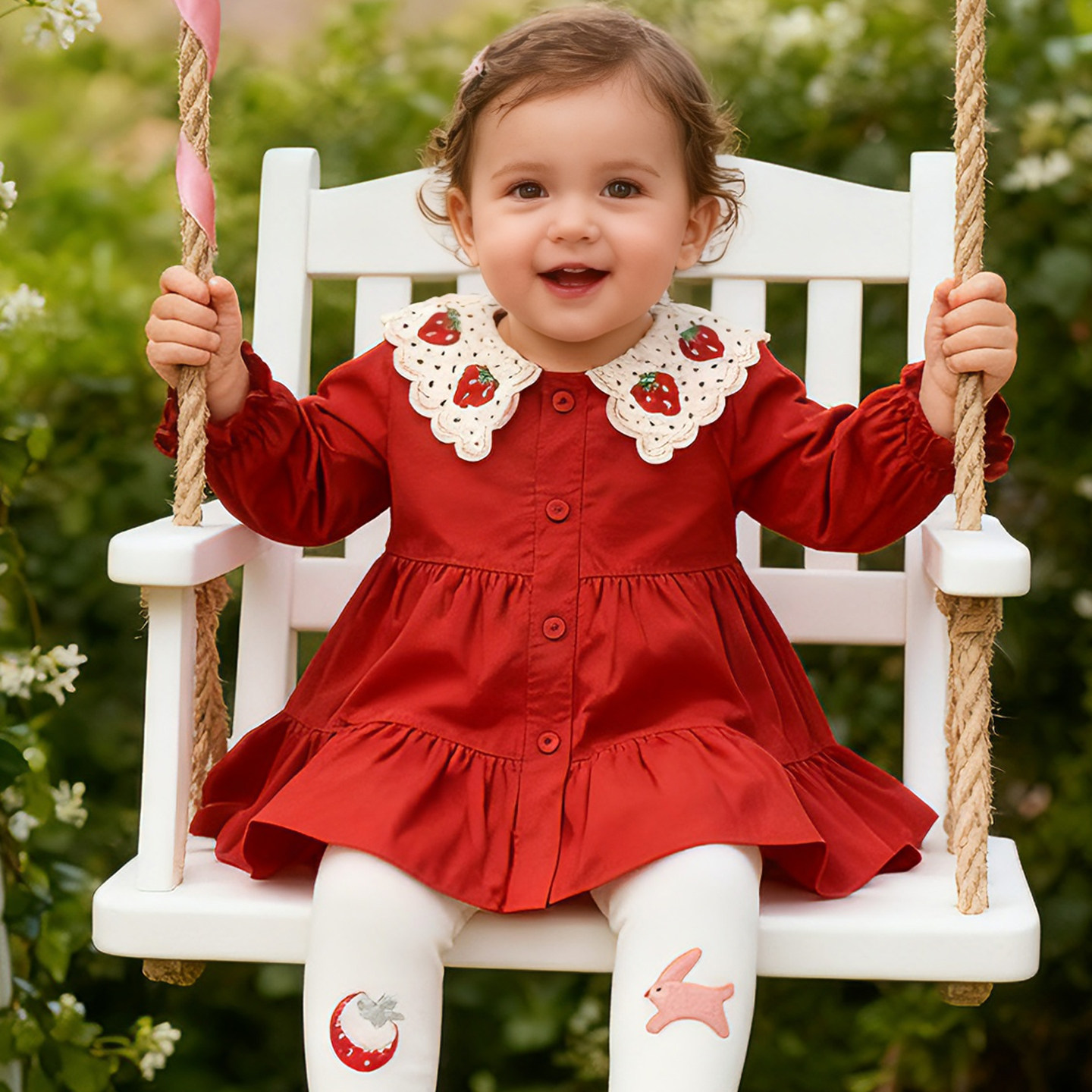 溯格秋冬2025新款分体宝宝衣服两件套连衣裙女童套装打底衫打底裤