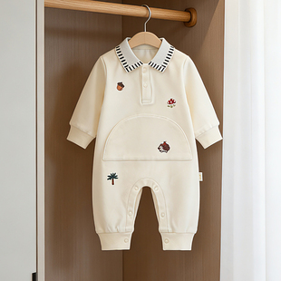 polo领爬服a类婴儿外出服66 ins风格 春季 男女宝宝连体衣新款 100码