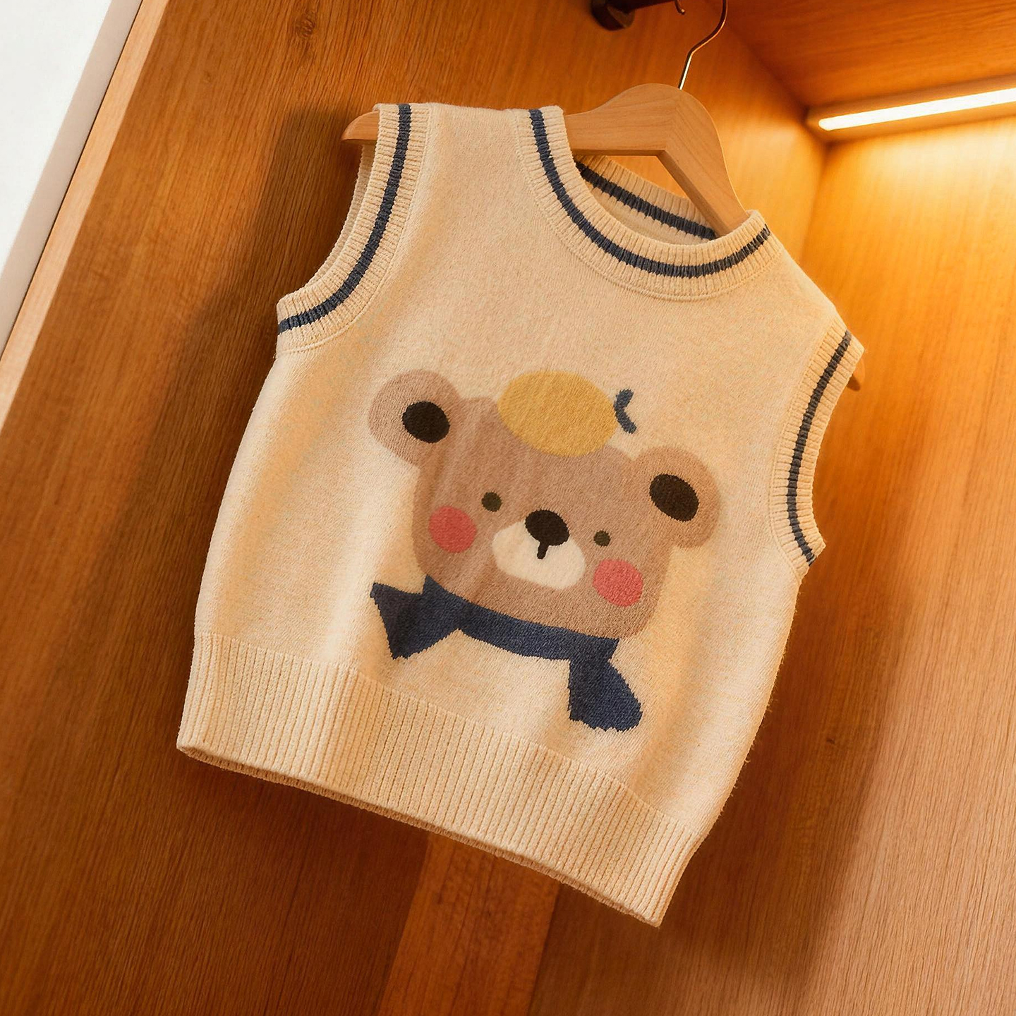 秋冬新款宝宝无袖毛衣背心马甲