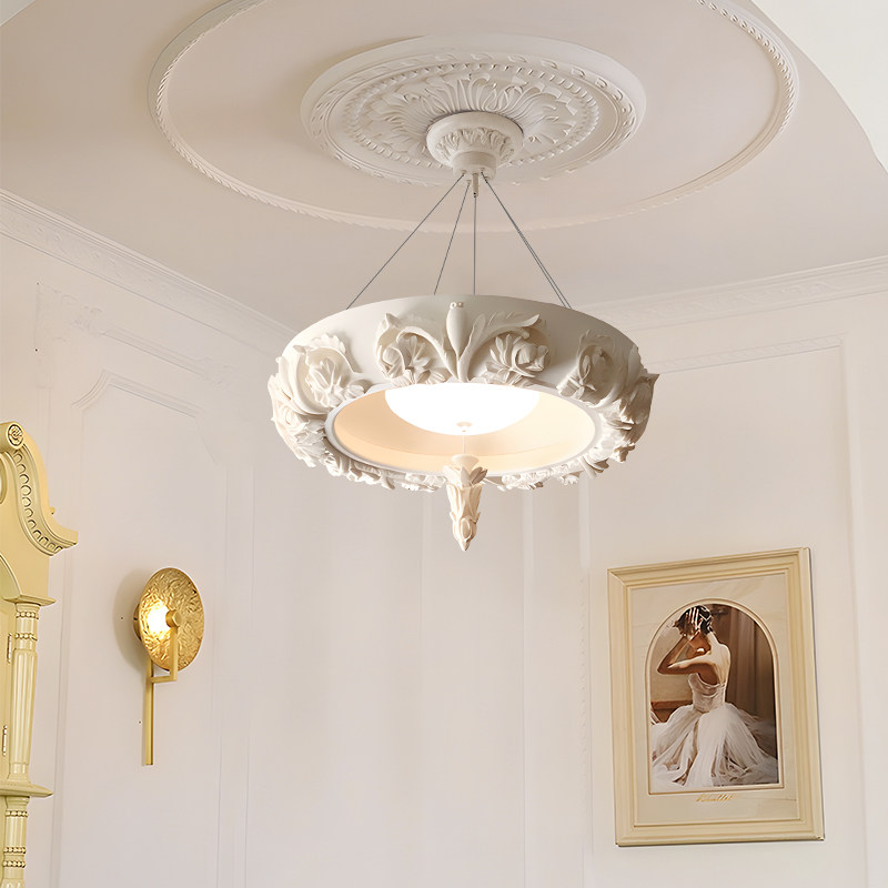 法式轻奢复古石膏客厅吊灯欧洲巴洛克雕花别墅宫廷卧室餐厅灯定制