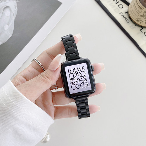 苹果S6表带iwatch5/4/5/3/2/1代细款钢带watchSE手表带S5金属腕带
