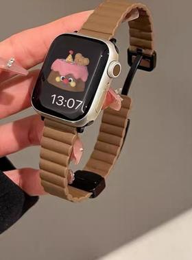 新款苹果手s9表带男女通用iwatchs8真皮applewatchse2/s7/5手表带