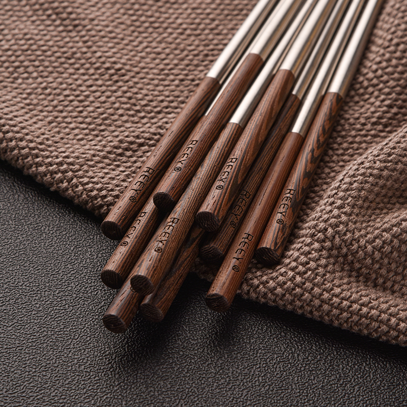 鸡翅木304不锈钢筷子餐具家用筷子高颜值高档实木筷子